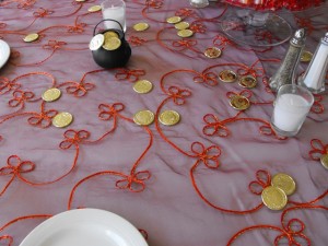 Pots of gold and coins tablecloth