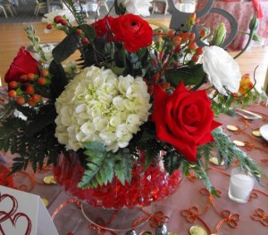 Red and white centerpiece