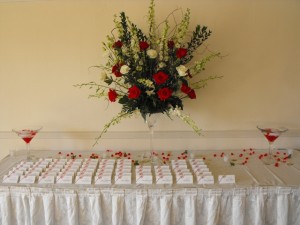 place cards and flowers