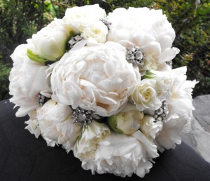 antique broach peony bouquet