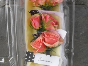 Peach rose boutonnieres