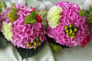 Two Lovely Posey Bouquets pink and green