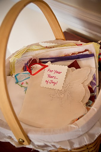 red and aqua hankies in basket