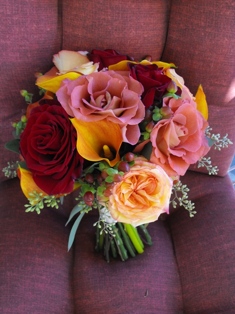 Fall rose and mini calla bouquet