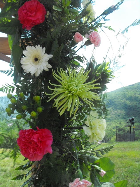 pink and green arch close up 4