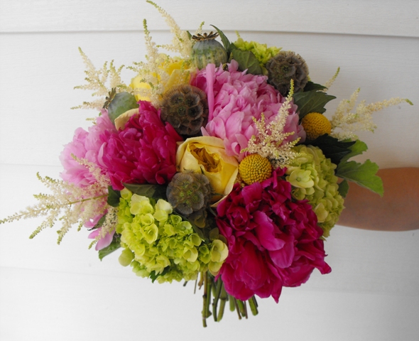 rustic peony and fresh herb bouquet 2